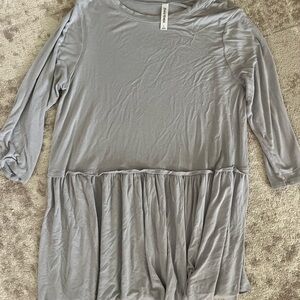 Zenana Outfitters Gray Relaxed Ruffled Tunic